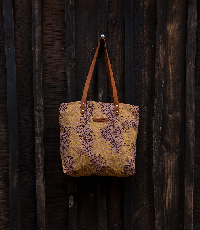 Tan Canvas Yellow Purple Matawi Print