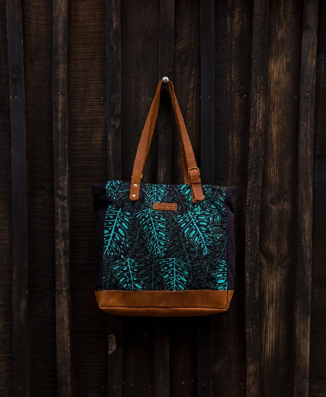 Black Canvas Teal Dark Green Matawi Print