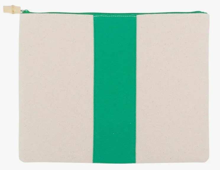 Bags For Personalized Gifts Canvas Pouch With Green Stripe