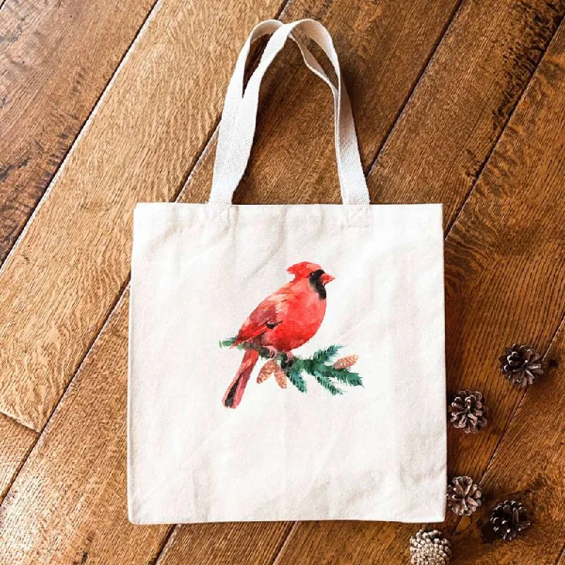 Flash Sale On Premium Bags Cardinal on an Evergreen Branch - Canvas Tote Bag