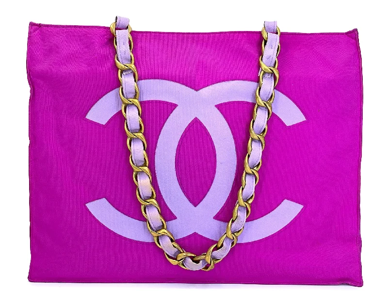 Sleek And Seasonal Sale Bags Chanel 1994 Vintage Iconic Fuchsia Pink-Purple Chunky Chain Tote Bag SSO