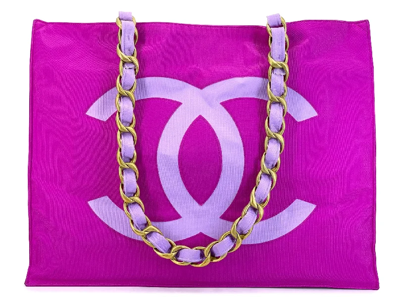 Seasonal Clearance Bags For Summer Chanel 1994 Vintage Iconic Fuchsia Purple Chunky Chain Tote Bag