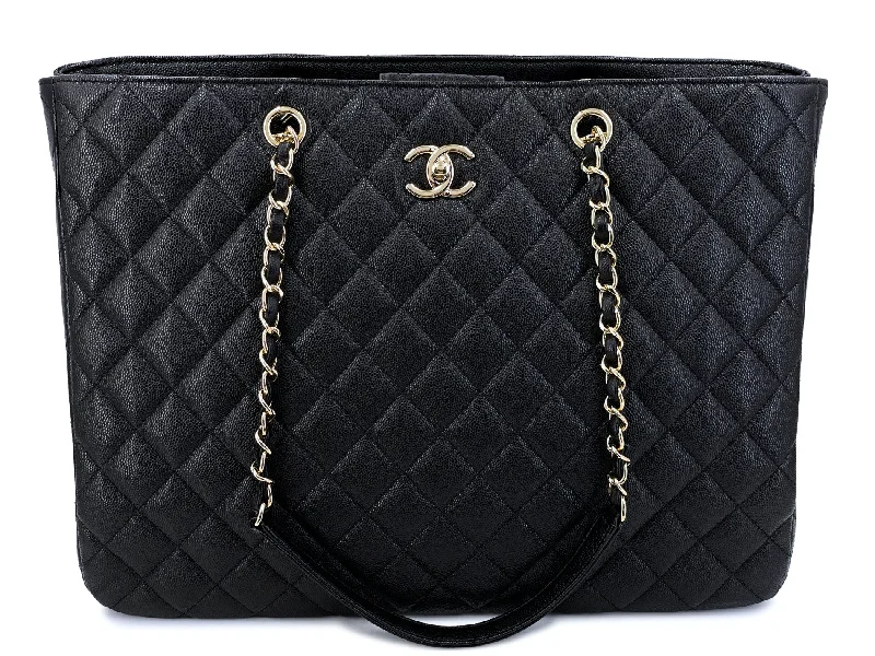Festival Bags For Concerts And Events Chanel Black Caviar Timeless Classic Grand Shopper Tote Bag GHW 0JD