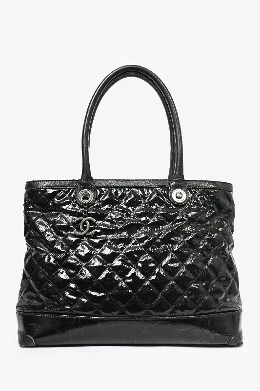 Bold Fashionistas Pre-loved Chanel™ Black Quilted Patent Leather 31 Rue Cambon Tote Bag