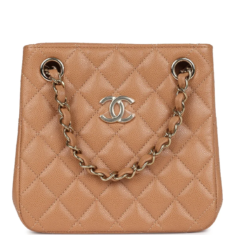 Durable And Cheap Bags Chanel Mini Shopping Tote Caramel Caviar Light Gold Hardware