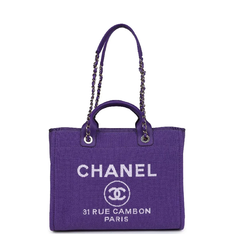 Trendy Bags For Women And Men In 2025 Chanel Small Deauville Shopping Tote Purple Canvas Gold Hardware