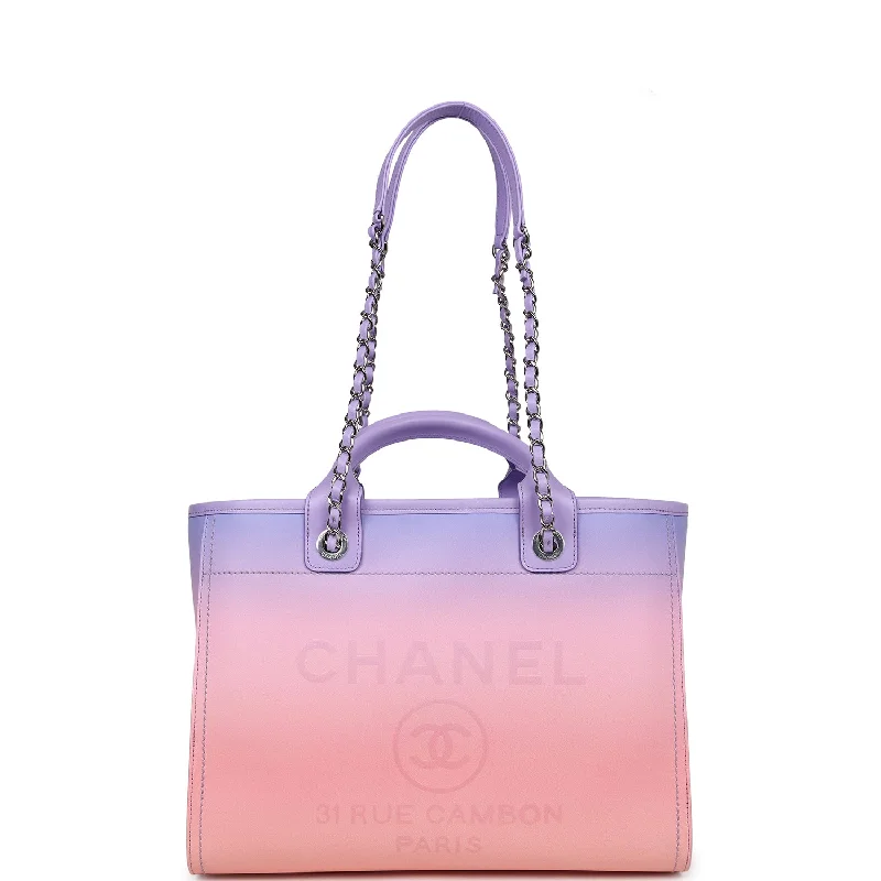 Luxurious But Budget-Friendly Bags Chanel Small Deauville Shopping Tote Pink and Purple Ombre Calfskin Silver Hardware