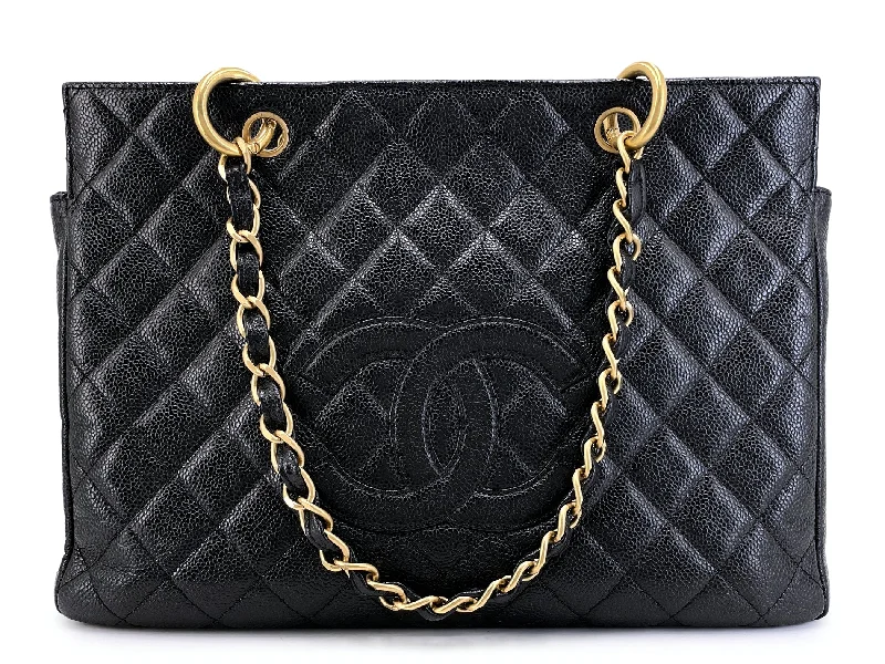 Bags For Sporty And Athletic Styles Chanel Vintage Black Caviar Original GST Grand Shopper Tote Bag 24k GHW  MKS