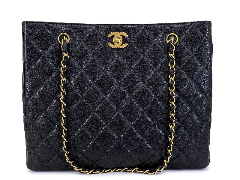 Luxurious But Budget-Friendly Bags Chanel Vintage Caviar Clasp Tote Bag Classic Medium Shopper 24k GHW 1996