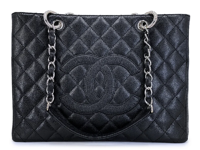 Designer Bags For Luxury Collectors Chanel Vintage GST Black Caviar Grand Shopper Tote SHW 5I2