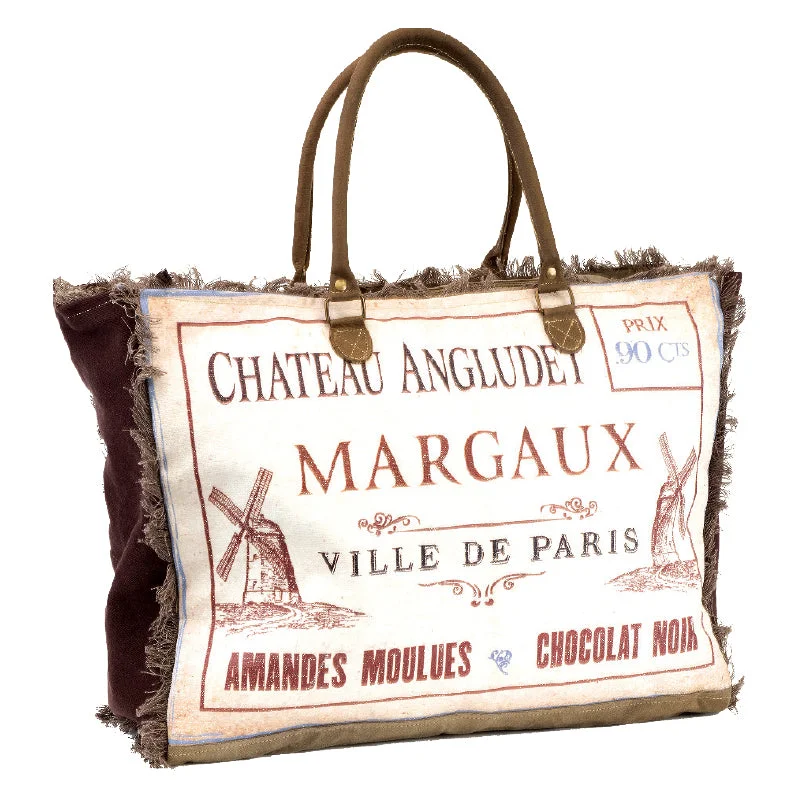 Glamorous Bags For Evening Events And Parties Chateau Angludet Margaux Frayed Tote with Strap