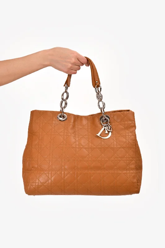 Bags For Playful And Chic Styles Christian Dior 2007 Brown Cannage Leather Lady Dior Shopping Tote