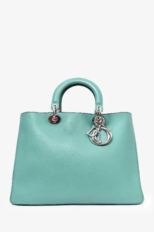 Luxurious Bags With Limited-Time Offers Christian Dior 2013 Green Leather Medium Diorissimo Tote Bag