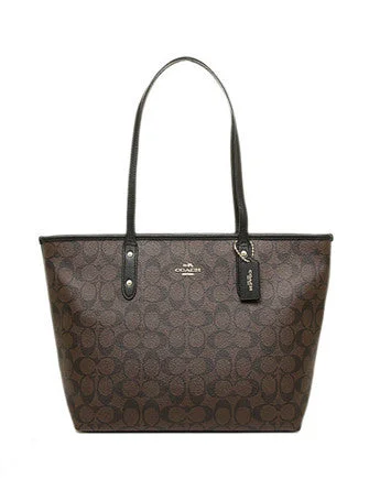 Designer Bags For Luxury Collectors Coach City Zip Top Tote in Signature Coated Canvas