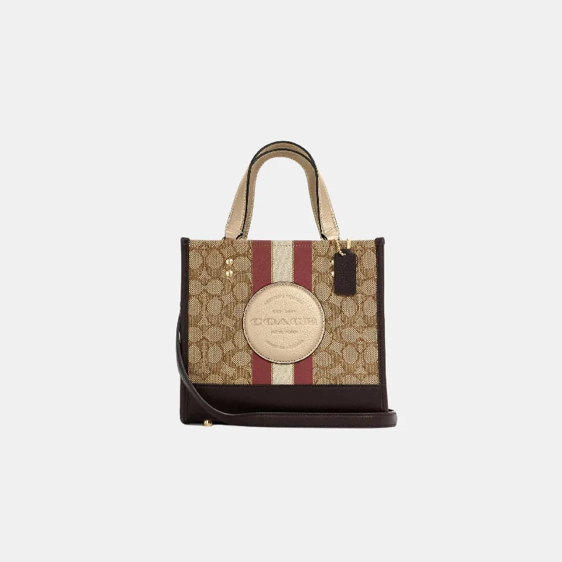 Lightweight And Functional Bags For Travel And Work Coach Dempsey Tote 22 In Signature Jacquard With Coach Patch And Stripe