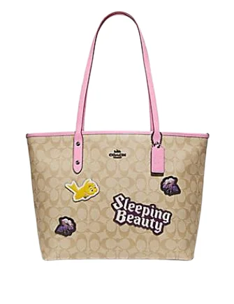 Luxury Bags For Working Professionals Coach Disney X City Zip Tote In Signature Canvas With Sleeping Beauty