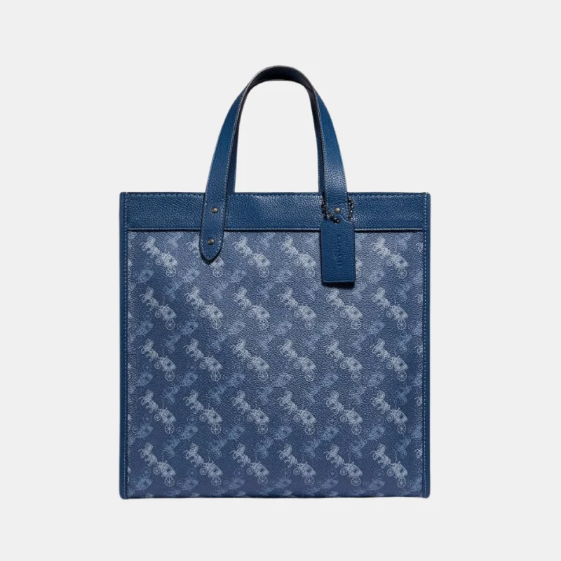 Eco-Friendly Bags For Sustainable Fashion Lovers Coach Field Tote In Signature Canvas With Horse And Carriage Print Bag  - Blue