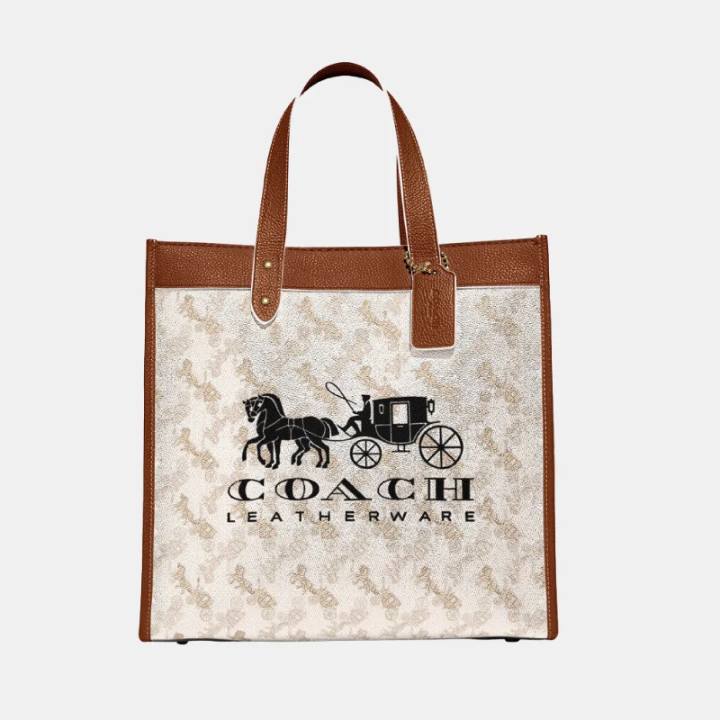 Elegant New Year Party Bags With Flash Sales coach Field Tote With Horse And Carriage Print