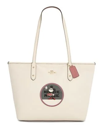 Minimalist Leather Bag For Modern Aesthetics Coach Minnie Motif City Tote in Pebble Leather