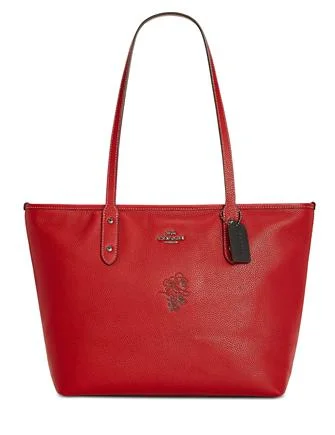 Handbag For Fashion Coach Minnie Motif City Tote in Pebble Leather