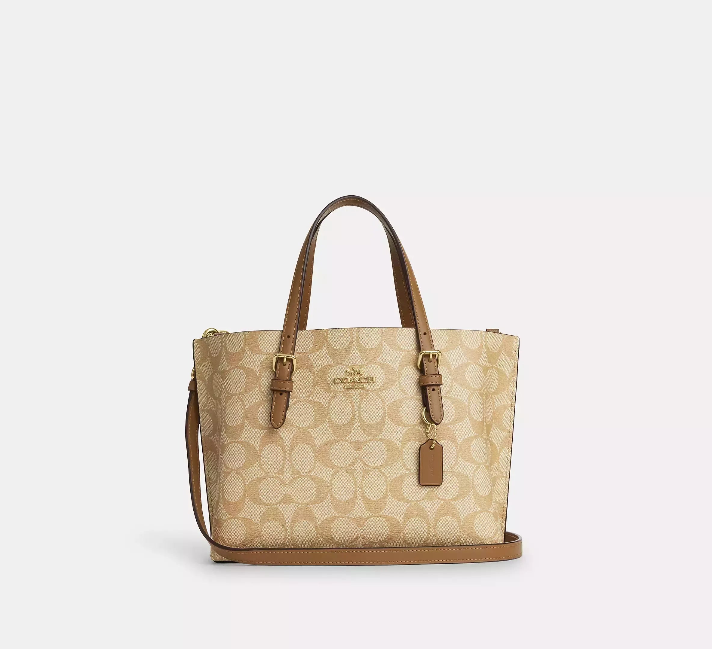 Affordable Bags For Budget Shoppers Coach Mollie Tote 25 in Signature Canvas Khaki Saddle