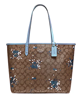 Black Friday Deals On Stylish Handbags Coach Reversible City Tote in Signature Canvas with Floral Bundle