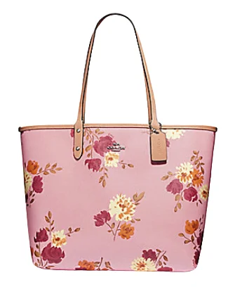 Bold And Flash-Sale Bags Coach Reversible City Tote in Signature Canvas With Peony Print