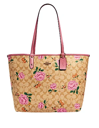 Seasonal Clearance Bags For Summer Coach Reversible City Tote in Signature Canvas With Prairie Rose Print