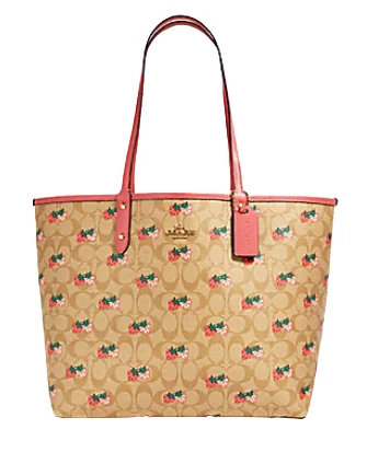 Vintage Bags For Retro And Classic Fashion Lovers Coach Reversible City Tote in Signature Canvas With Strawberry Print