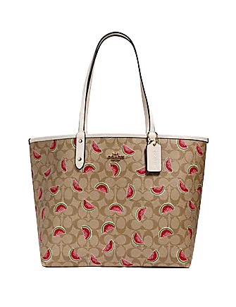Tote Bag For Everyday Use Coach Reversible City Tote In Signature Canvas With Watermelon Print