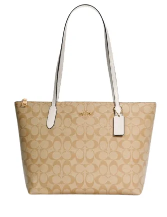 Genuine Bags On Clearance Sale Coach Zip Top Tote In Signature Canvas