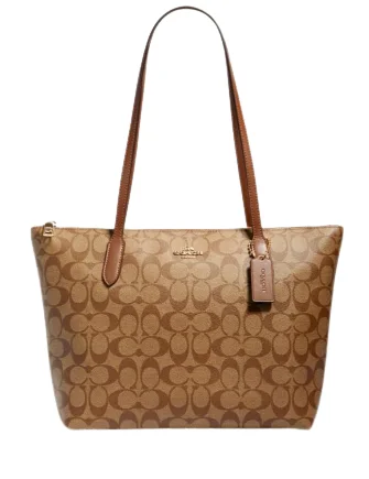 Affordable Handbags Coach Zip Top Tote In Signature Canvas