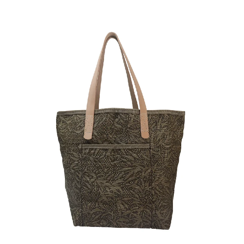 Bags With Seasonal Sales M1401L  Medium Floral Pattern Tan/Brown Colored Tote