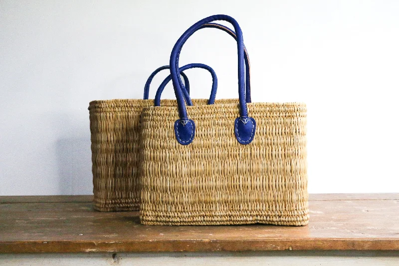 Tote Bag For Office Use Water Reed Tote with Blue Handles