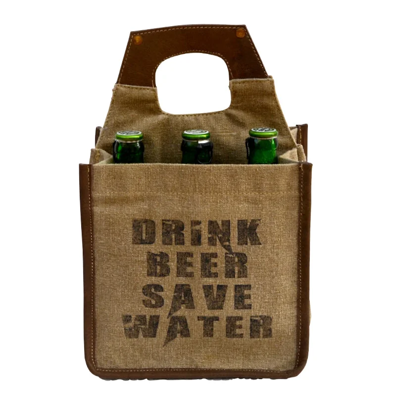 Clearance-Priced Bags Drink Beer Save Water 6 Pack Canvas Tote