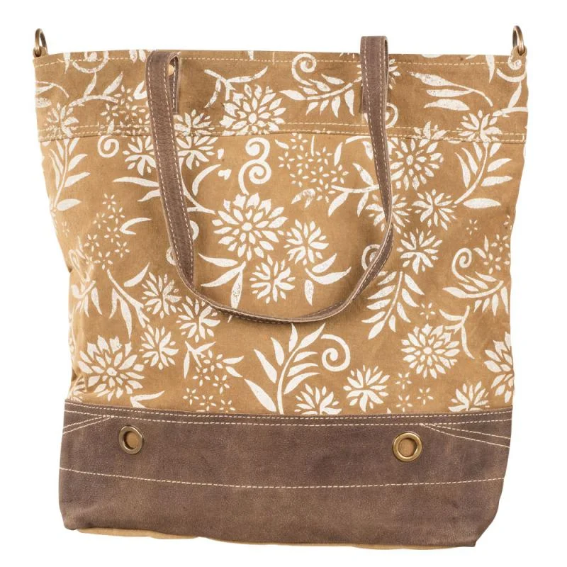 Lightweight And Functional Bags For Travel And Work Floral Pattern Tan Tote