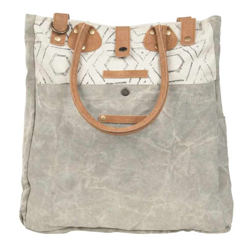 Bag For Modern Fashion Grey Canvas Pattern Tote