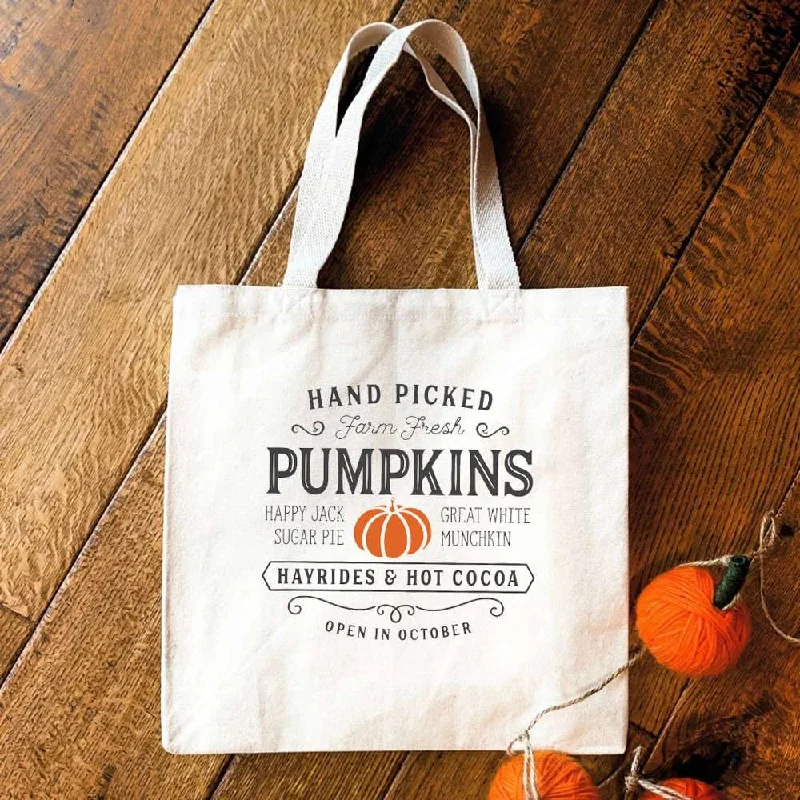 Everyday Bags For Work, School, Or Errands Hand Picked Pumpkins - Canvas Tote Bag