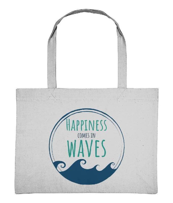High-Quality Bags On Flash Sale Happiness Comes in Waves Recycled Cotton Shopping Bag