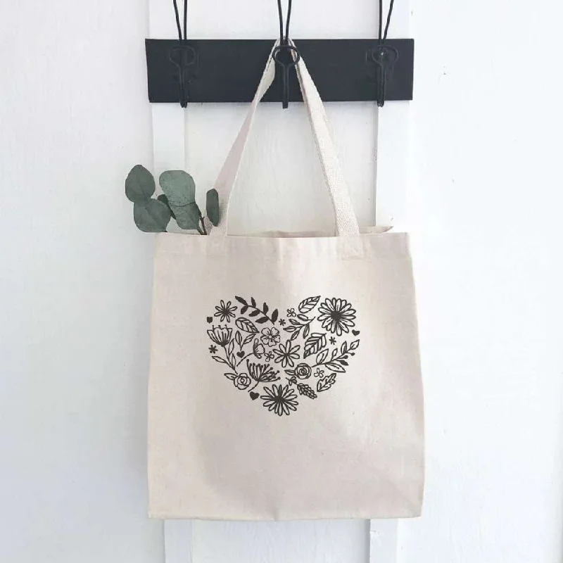 Bags For College Students On A Budget Heart of Flowers - Canvas Tote Bag