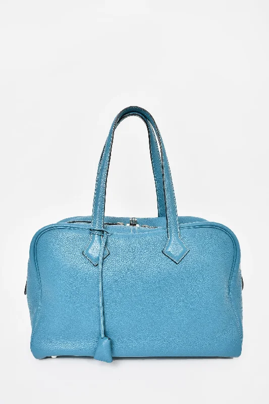Black Friday Deals On Stylish Handbags Hermès 2013 Blue Clemence Leather Victoria II Bag