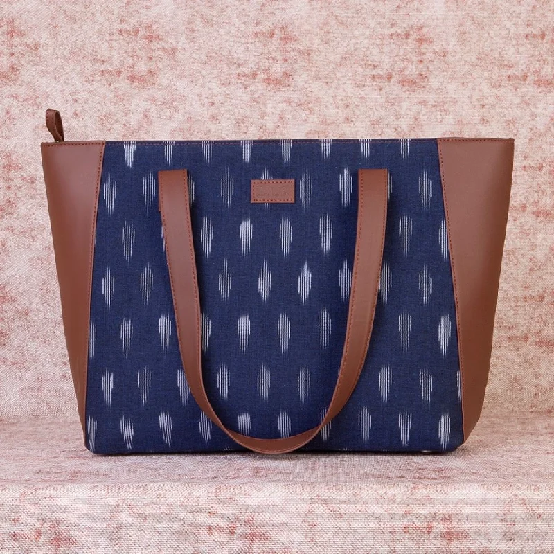 Luxury Bags On Sale Ikat Jet Blue Side Tote Bag