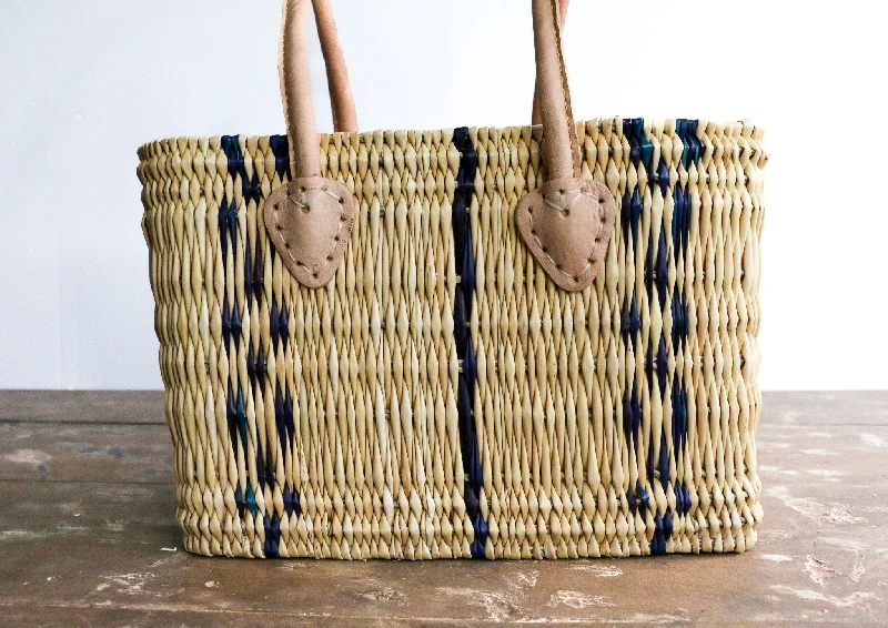 Seasonal Sale Bags Indigo Striped Gift Tote with Long Handles