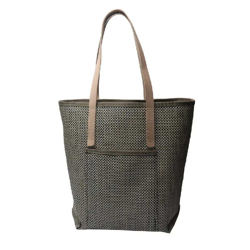 Stylish Bags With Discounts LG1301L Large Grass Weave Design Green Colored Tote