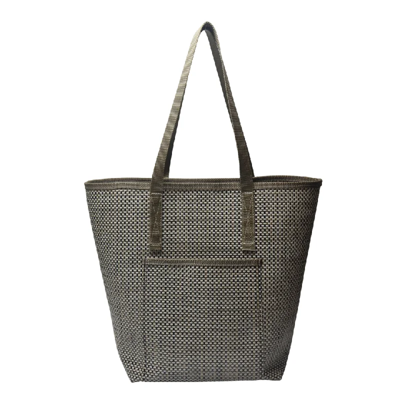 Stylish Bags For Fashion Influencers And Bloggers LG1302N   Large Grass Weave Design Green Colored Tote