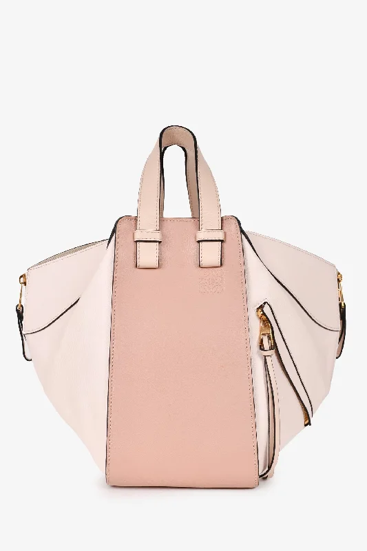 Bold Fashionistas Loewe Pink Leather Small Hammock Tote with Strap