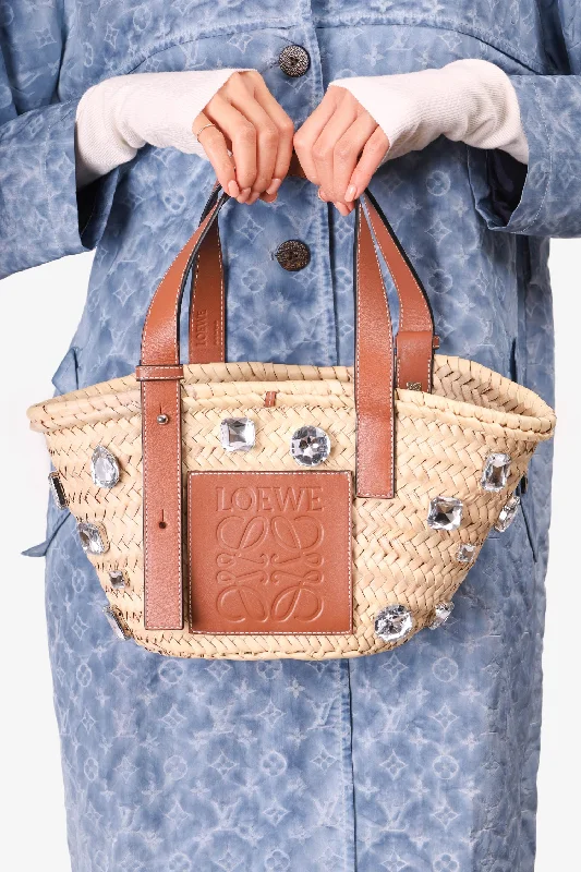 Bag For Luxury Lovers Loewe Raffia Small Stones Basket Tote Bag