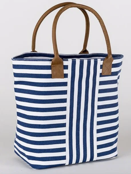 Sporty Bags For Active And Athletic Lifestyles Navy Stripes Cabana Tote