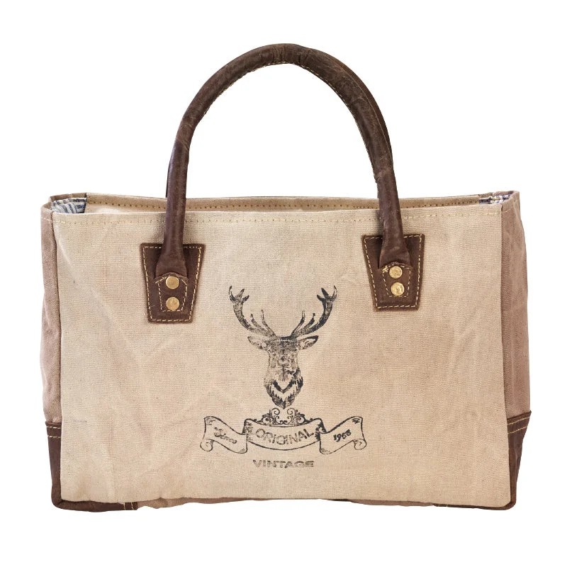 Stylish Bags With Discounts Original Vintage Deer Head Small Tote