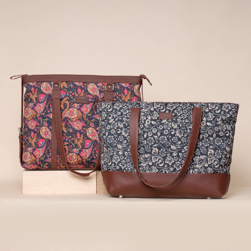 Bag For Luxury Lovers Paisley Print & FloMotif - Office Bag & Shoulder Tote Bag Combo